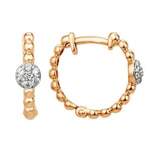 Серьги из красного золота с фианитами