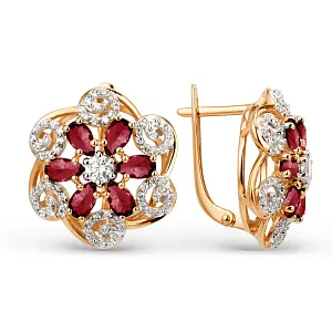 Серьги из красного золота с гранатами