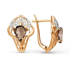 Серьги из красного золота с раухтопазами