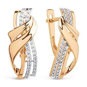 Серьги из красного золота с фианитами