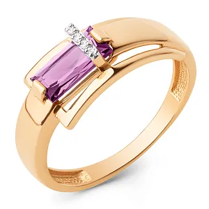 Кольцо из красного золота с аметистом