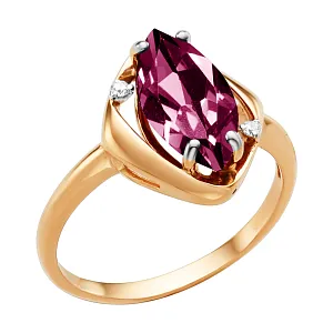 Кольцо из красного золота с корундом