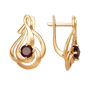 Серьги из красного золота с гранатами
