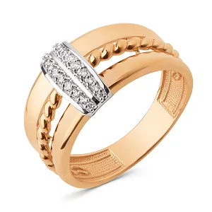 Кольцо из красного золота с фианитами