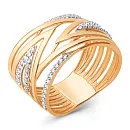 Кольцо из красного золота с фианитами