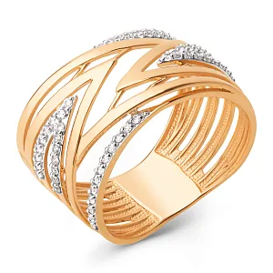 Кольцо из красного золота с фианитами