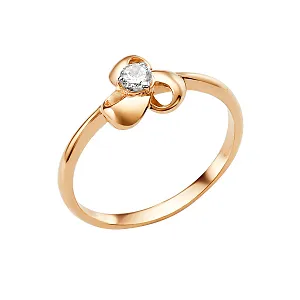 Кольцо из красного золота с фианитом