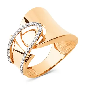 Кольцо из красного золота с фианитами