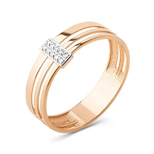 Кольцо из красного золота с фианитами