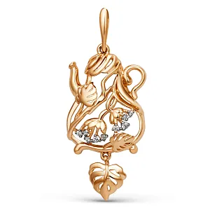 Подвеска из красного золота с фианитами