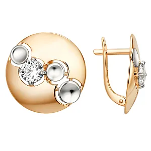 Серьги из красного золота с фианитами