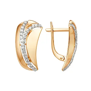 Серьги из красного золота с фианитами