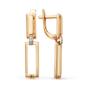 Серьги из красного золота с фианитами