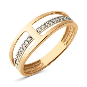 Кольцо из красного золота с фианитами