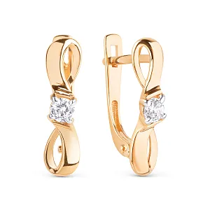 Серьги из красного золота с фианитами