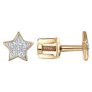 Серьги пусеты из красного золота с бриллиантами