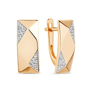 Серьги из красного золота с фианитами