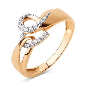 Кольцо из красного золота с фианитами