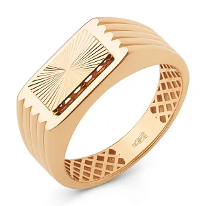 Кольцо печатка из красного золота