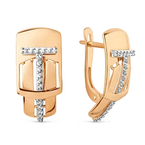 Серьги из красного золота с фианитами