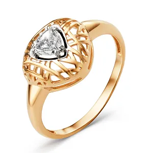 Кольцо из красного золота с фианитом