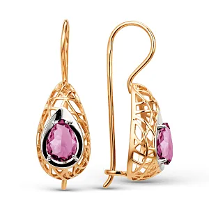 Серьги из красного золота с корундами