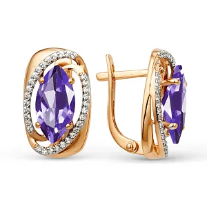 Серьги из красного золота с аметистами