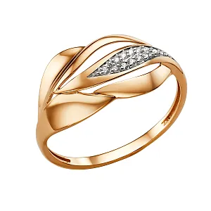 Кольцо из красного золота с фианитами