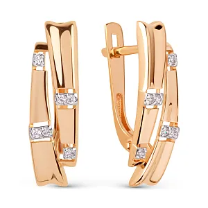 Серьги из красного золота с фианитами