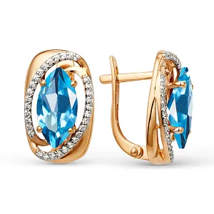 Серьги из красного золота с топазами