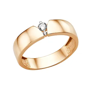 Кольцо из красного золота с фианитами