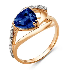 Кольцо из красного золота с корундом