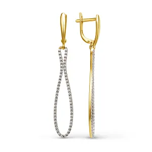 Серьги из желтого золота с фианитами