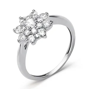 Кольцо из белого золота с фианитами