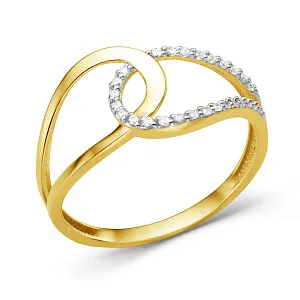 Кольцо из желтого золота с фианитами