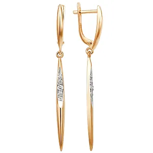 Серьги из красного золота с фианитами