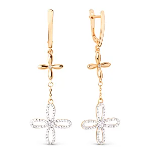 Серьги из красного золота с фианитами