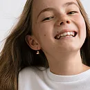 Серьги детские из красного золота с фианитами