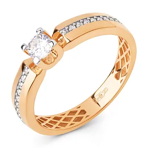 Кольцо из красного золота с фианитами