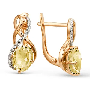 Серьги из красного золота с цитринами