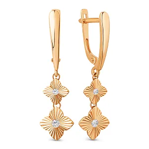 Серьги из красного золота с фианитами