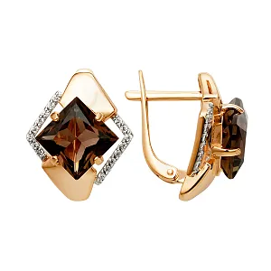 Серьги из красного золота с раухтопазами