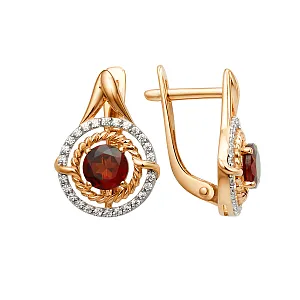 Серьги из красного золота с гранатами