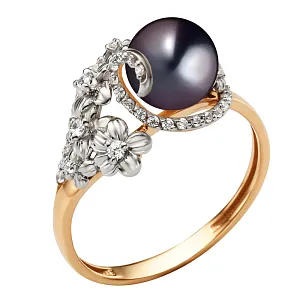 Кольцо из красного золота с фианитами