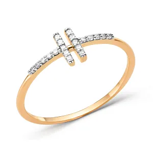 Кольцо из красного золота с фианитами