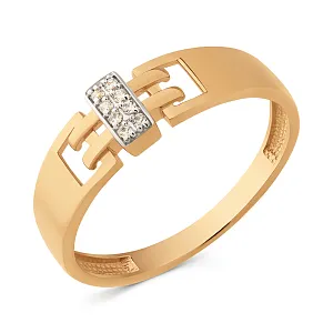 Кольцо из красного золота с фианитами