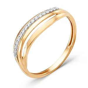 Кольцо из красного золота с фианитами