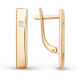 Серьги из красного золота с фианитами