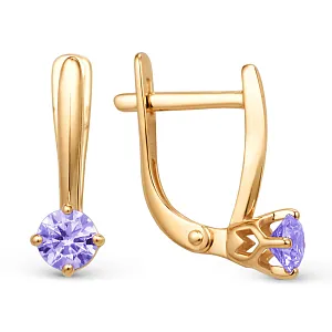Серьги из красного золота с аметистами
