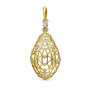 Подвеска из желтого золота с фианитами